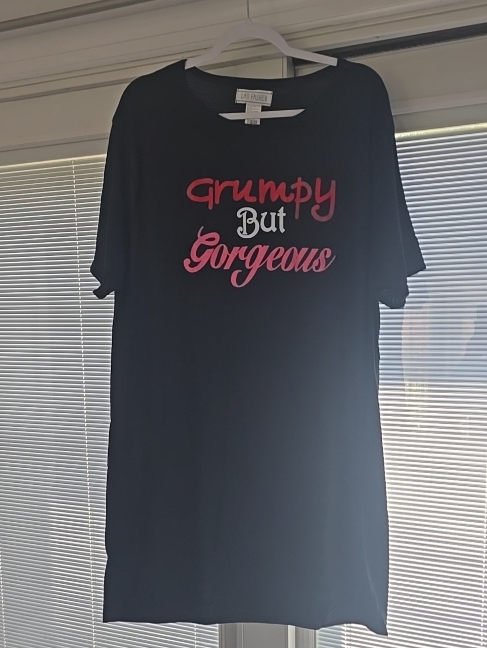 Black Tee Dress with Pink "Grumpy But Gorgeous" Script